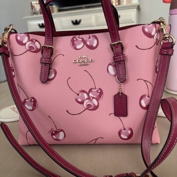 Coach Pink Cherry Print Women's Bag - Picture 1 of 4